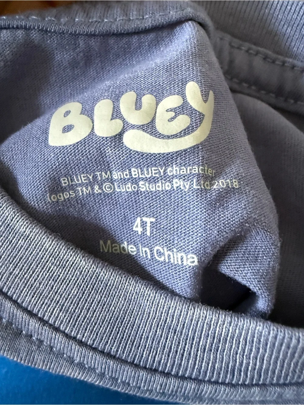 Bluey blue gray 4T  Short Sleeve Graphic Tee -licensed nwt